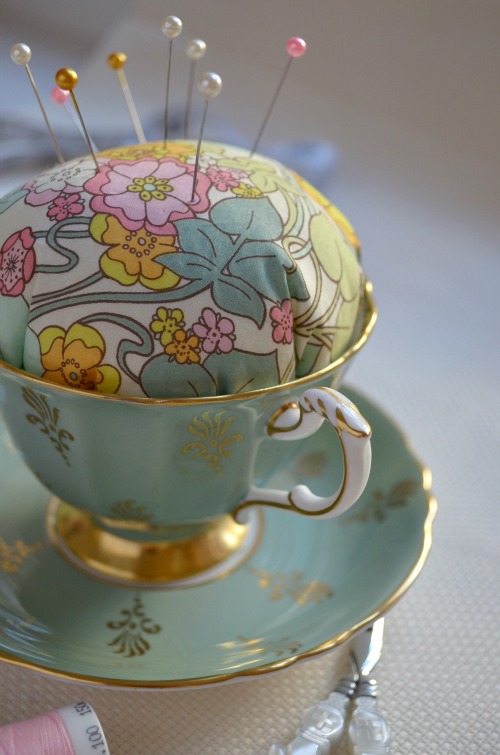 Teacup Pincushion from Pins and Needles